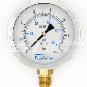 2.5 INCH Bottom CONNECTION Liquid Filled General Purpose Pressure Gauge - TRUETELLER
